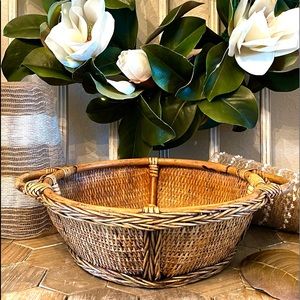 Vintage Cane & Bamboo Handled Basket